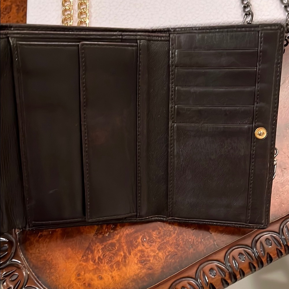 Dior Quilted leather Wallet Chocolate Brown with Gold chain crossbody - Picture 5 of 8